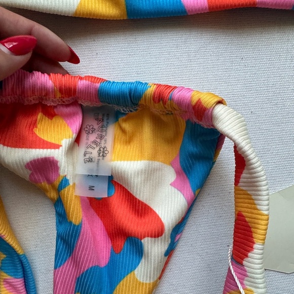 Aurelle Monaco Bikini Medium Bold Floral High Cut Two Piece Retro Swimwear - Picture 5 of 7